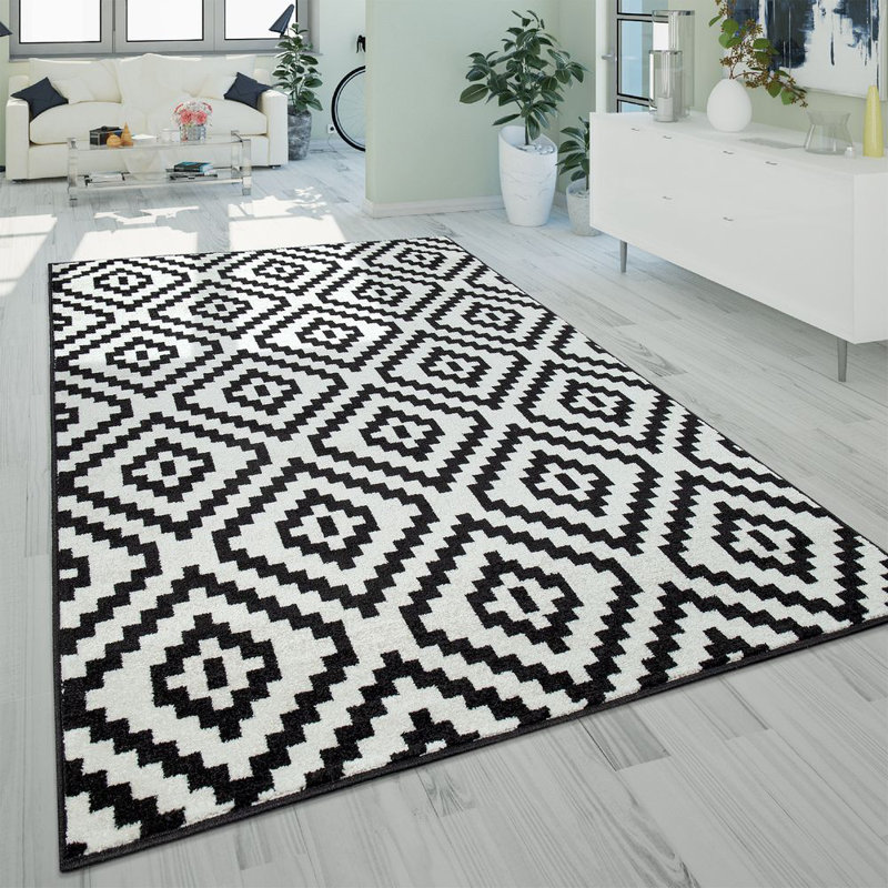 World Menagerie Jerrold Shag Black/White Rug & Reviews Wayfair.co.uk
